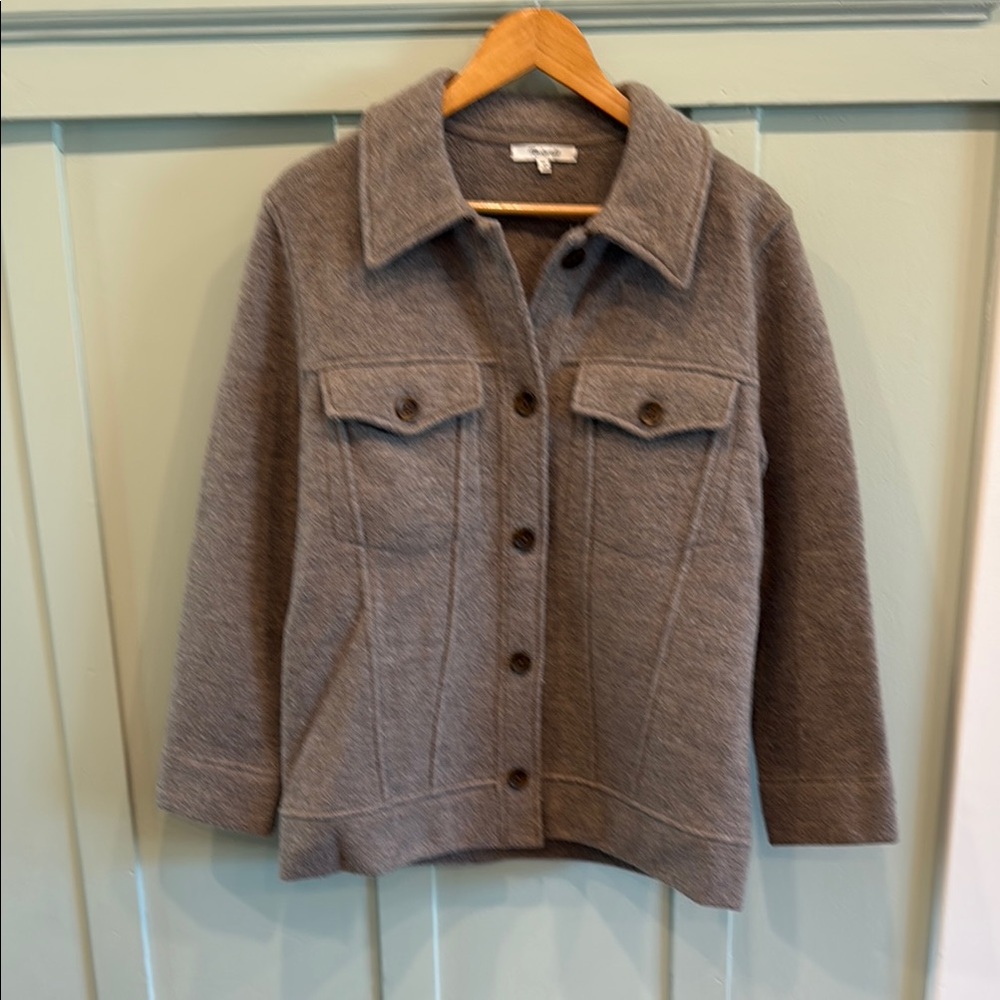 Madewell Boiled Wool Bridgman Sweater-Jacket - Brown - Womens size XS - Picture 3 of 8